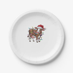 Cute Cow Christmas Light Reindeer Santa Christmas  Paper Plate