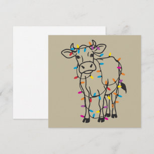 Cute Cow Christmas Lights Heifers Holiday Farm Card