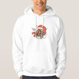 Cute Cow Christmas Santa Hat Funny Festive  Hoodie
