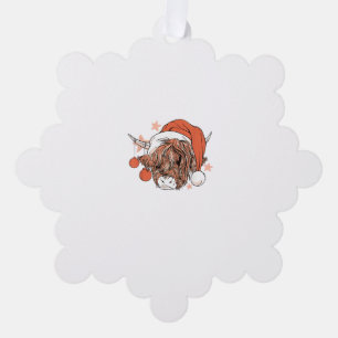 Cute Cow Christmas Santa Hat Funny Festive Tree Decoration Card