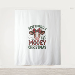 Cute Cow Christmas Tapestry
