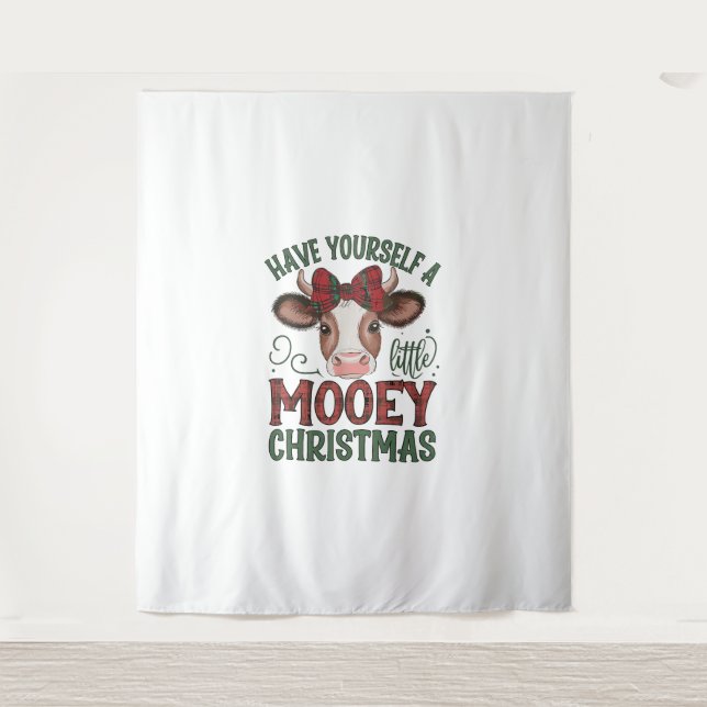 Cute Cow Christmas  Tapestry (Front)