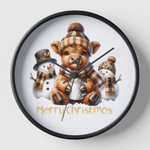 Cute Cow Christmas Wall Clock