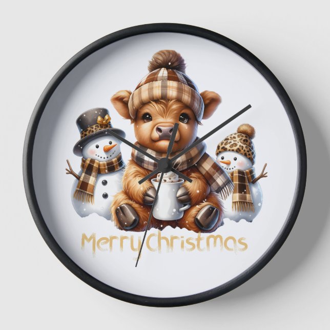 Cute Cow Christmas Wall Clock (Front)