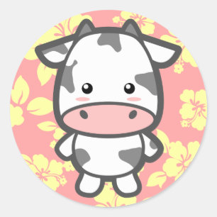 Cute Cow Classic Round Sticker