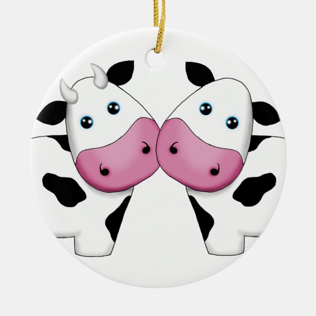 Cute Cow Couple Ornament (Front)