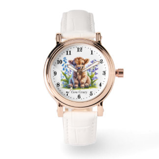 Cute cow crazy highland cow customizable watch