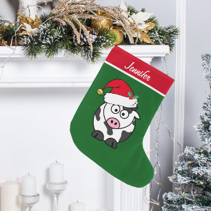 Cute Cow Custom Kids Large Christmas Stocking