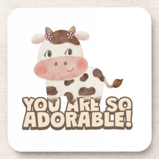 Cute cow digital art design coaster