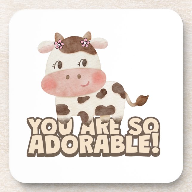 Cute cow digital art design  coaster (Front)