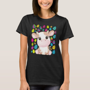 Cute Cow Easter Colourful Eggs For The Cow 1 T-Shirt