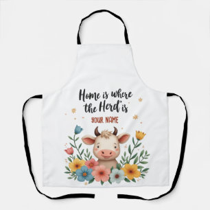 Cute Cow – Editable Family Name Design Apron