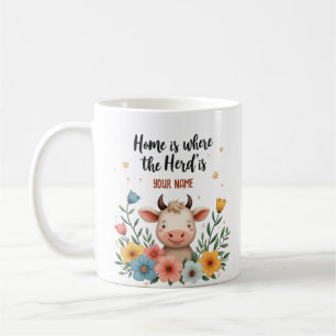 Cute Cow – Editable Family Name Design Coffee Mug
