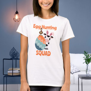 Cute Cow Egg Hunting Squad Farm Easter T-Shirt
