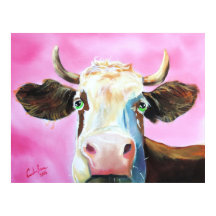 Cute cow face portrait painting