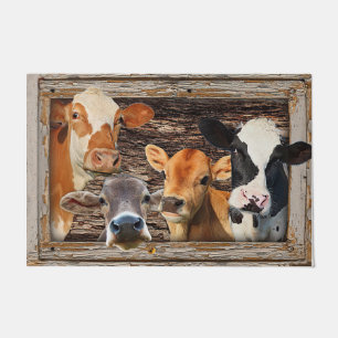 Cute Cow Face Rug, Farmhouse Animal  Doormat