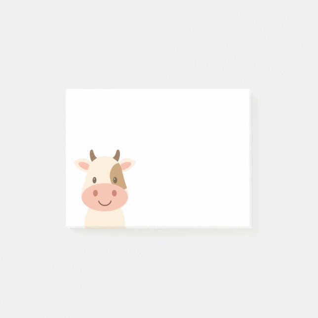 Cute Cow Farm Animal Face Post-it Notes (Front)