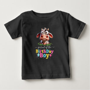 Cute Cow Farm Animals 2nd Birthday Party Baby T-Shirt