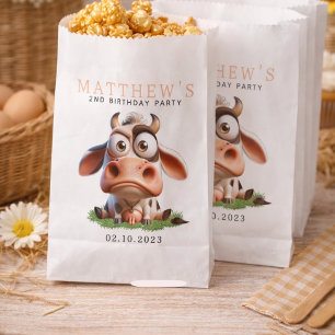 Cute Cow Farm Animals 2nd Birthday Party Favour Bag