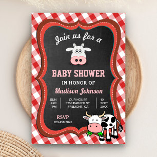 Cute Cow Farm Baby Shower Invitation