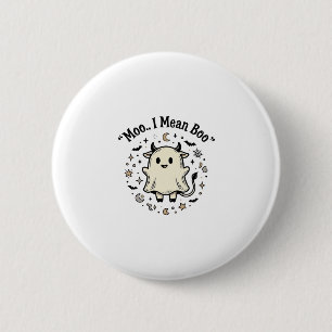 Cute Cow Ghost Halloween Moo Boo Vintage Design_1 6 Cm Round Badge