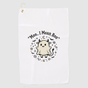 Cute Cow Ghost Halloween Moo Boo Vintage Design_1 Golf Towel