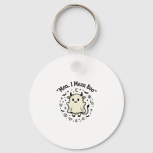 Cute Cow Ghost Halloween Moo Boo Vintage Design_1 Key Ring