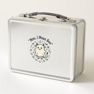 Cute Cow Ghost Halloween Moo Boo Vintage Design_1 Metal Lunch Box