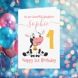 Cute Cow Girl Birthday  Card