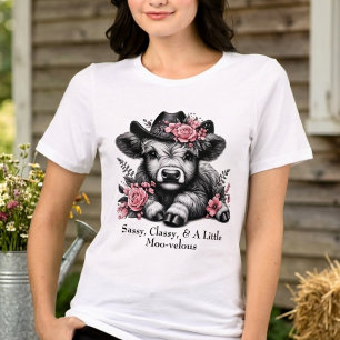 Cute Cow Girl Highland Cow With Text Tri-Blend Shirt