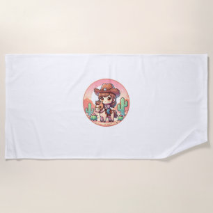 Cute Cow Girl Horse Riding Cowgirl Sunset Rider _2 Beach Towel