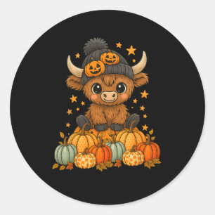 Cute Cow Halloween Pumpkin Fall Moo I Mean Boo Classic Round Sticker