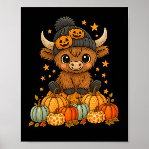 Cute Cow Halloween Pumpkin Fall Moo I Mean Boo Poster
