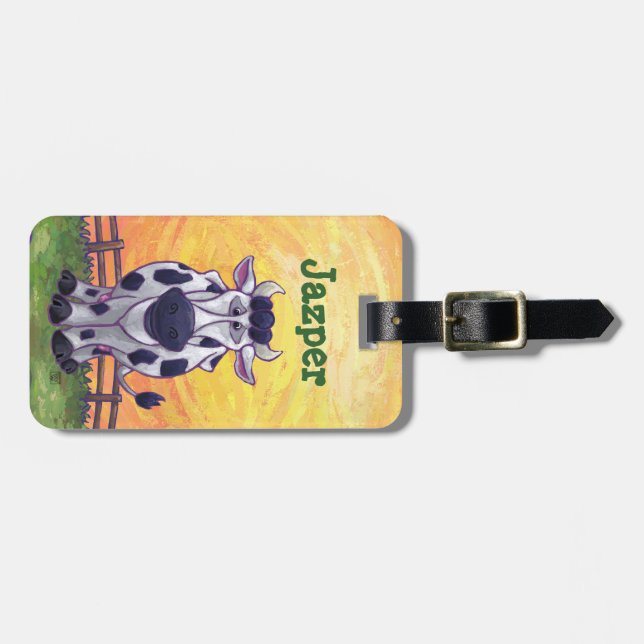 Cute Cow Heads and Tails Luggage Tag (Front Horizontal)