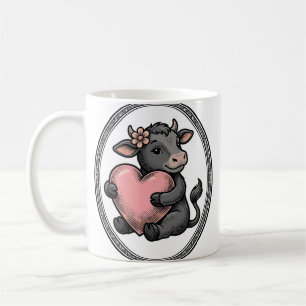 Cute Cow Heart Vintage Engraving Farm Shirt Coffee Mug