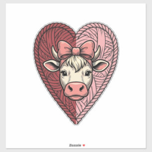 Cute Cow Heart Yarn Vintage Engraving Design_1