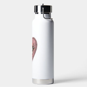 Cute Cow Heart Yarn Vintage Engraving Design_1 Water Bottle