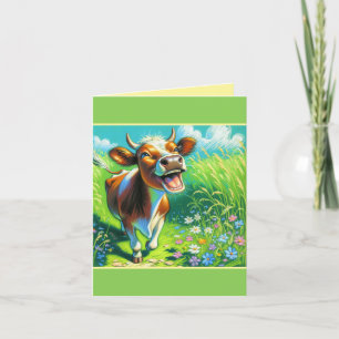 Cute Cow Illustration Mooo-chas Gracias Thank you Card
