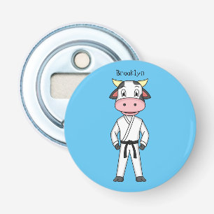 Cute cow in kung fu suit cartoon bottle opener