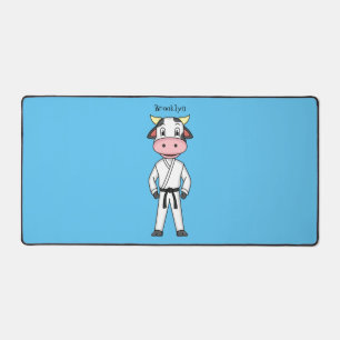 Cute cow in kung fu suit cartoon desk mat