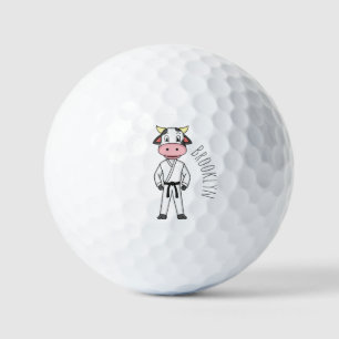 Cute cow in kung fu suit cartoon golf balls