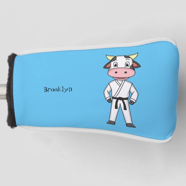 Cute cow in kung fu suit cartoon golf head cover (Front)