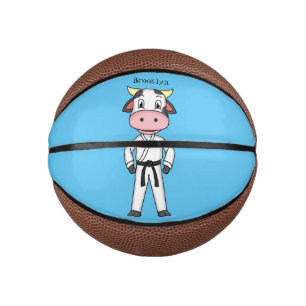 Cute cow in kung fu suit cartoon mini basketball