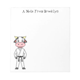 Cute cow in kung fu suit cartoon notepad