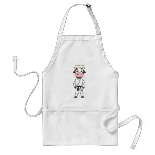 Cute cow in kung fu suit cartoon  standard apron