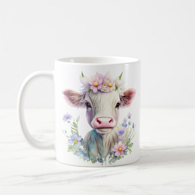 Cute Cow in The Sunny Day  Coffee Mug (Left)