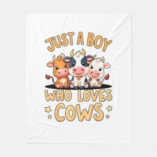 Cute Cow _ Just A Boy Who Loves Cows, Toddler & Bo Fleece Blanket