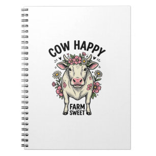 Cute Cow Lover Vintage Floral Farm Animal Art (3) Notebook