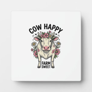 Cute Cow Lover Vintage Floral Farm Animal Art (3) Plaque