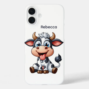 Cute cow lovers add name  iPhone 16 plus case